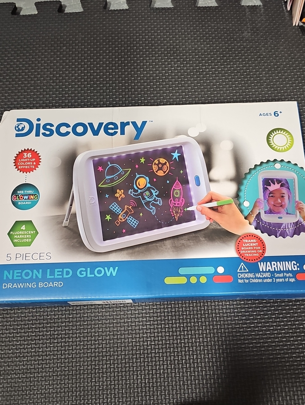 Discovery Neon LED Glow Drawing Board – White